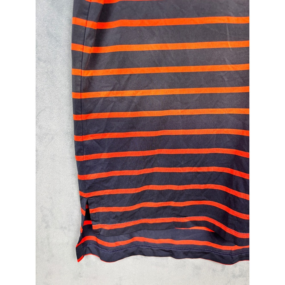 RLX Ralph Lauren Mens Medium Striped Performance Golf Polo Shirt Navy Orange - Picture 4 of 10